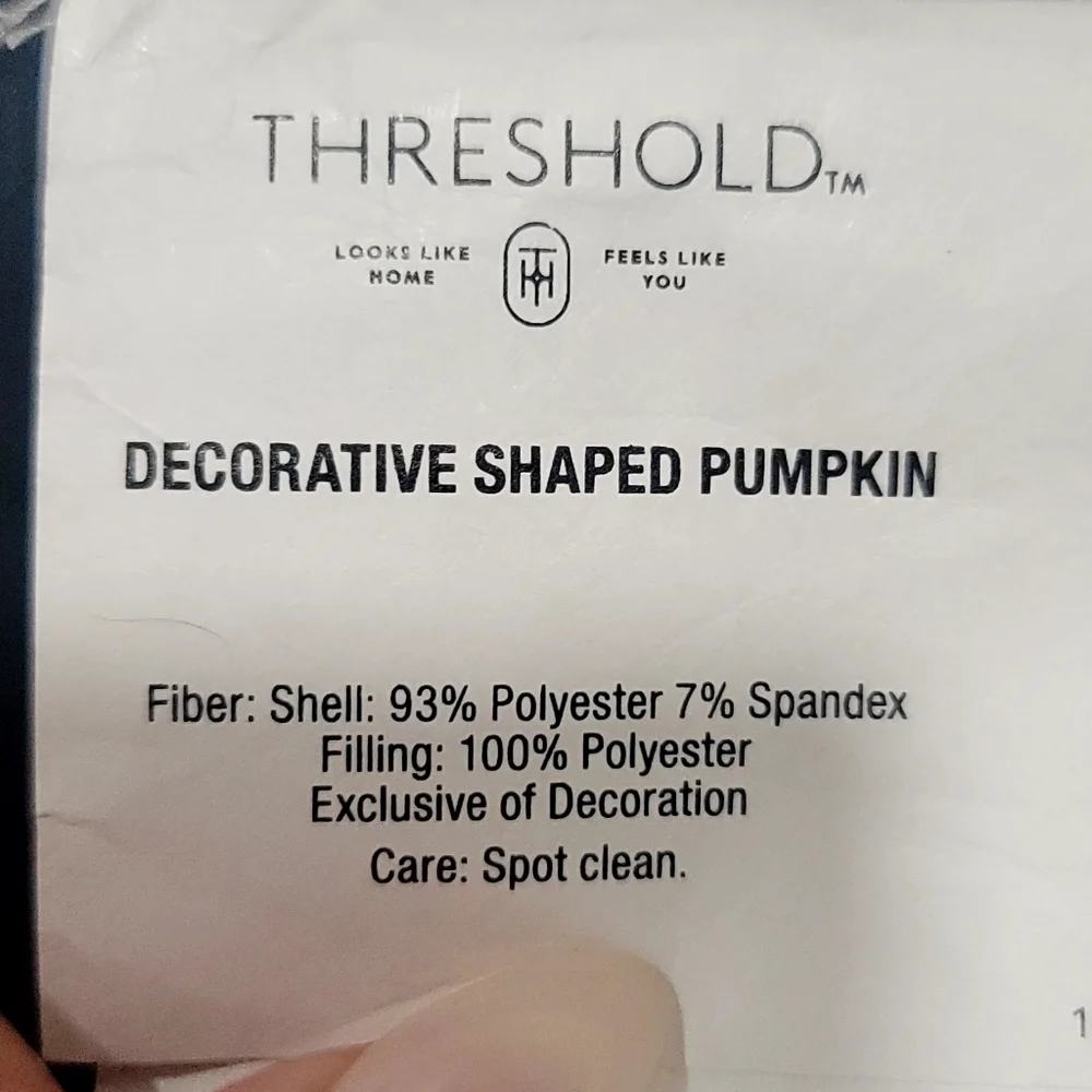 New THRESHOLD Large Decorative Pumpkin Shaped Velvet Pillow
